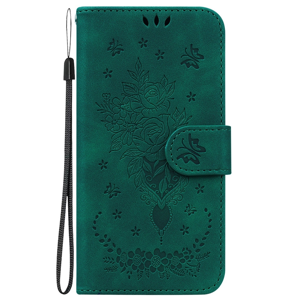 For Xiaomi 15 Butterfly Rose Embossed Leather Phone Case(Green)