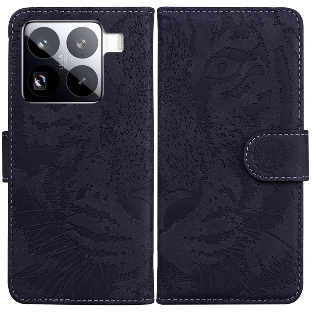For Xiaomi 15 Pro Tiger Embossing Pattern Flip Leather Phone Case(Black)
