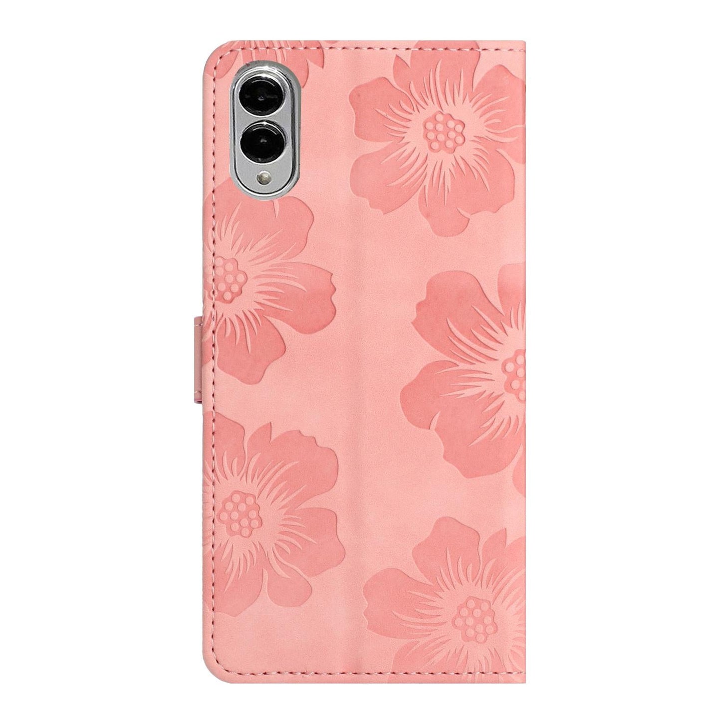 For Samsung Galaxy S25 Edge 5G Flower Embossing Pattern Leather Phone Case(Pink)