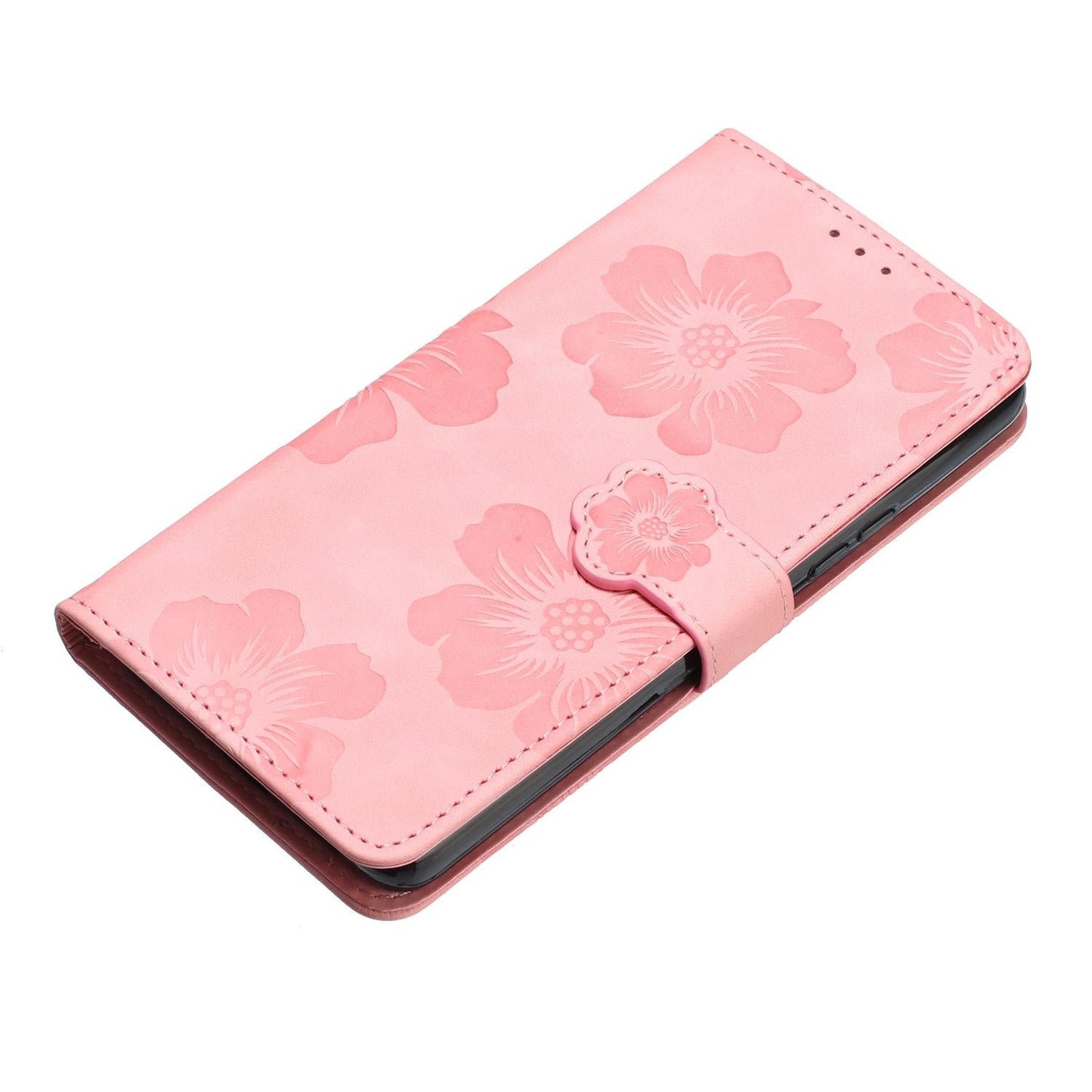 For Samsung Galaxy S25 Edge 5G Flower Embossing Pattern Leather Phone Case(Pink)