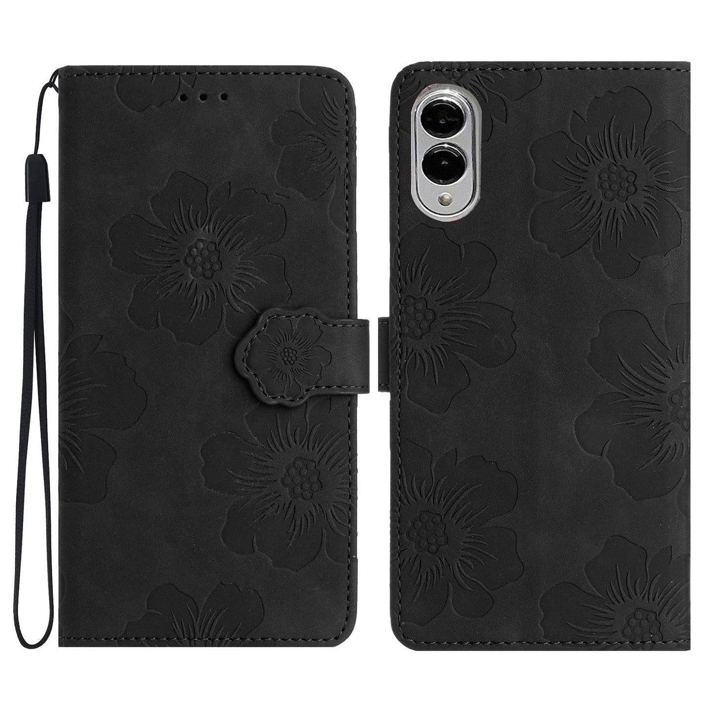 For Samsung Galaxy S25 Edge 5G Flower Embossing Pattern Leather Phone Case(Black)