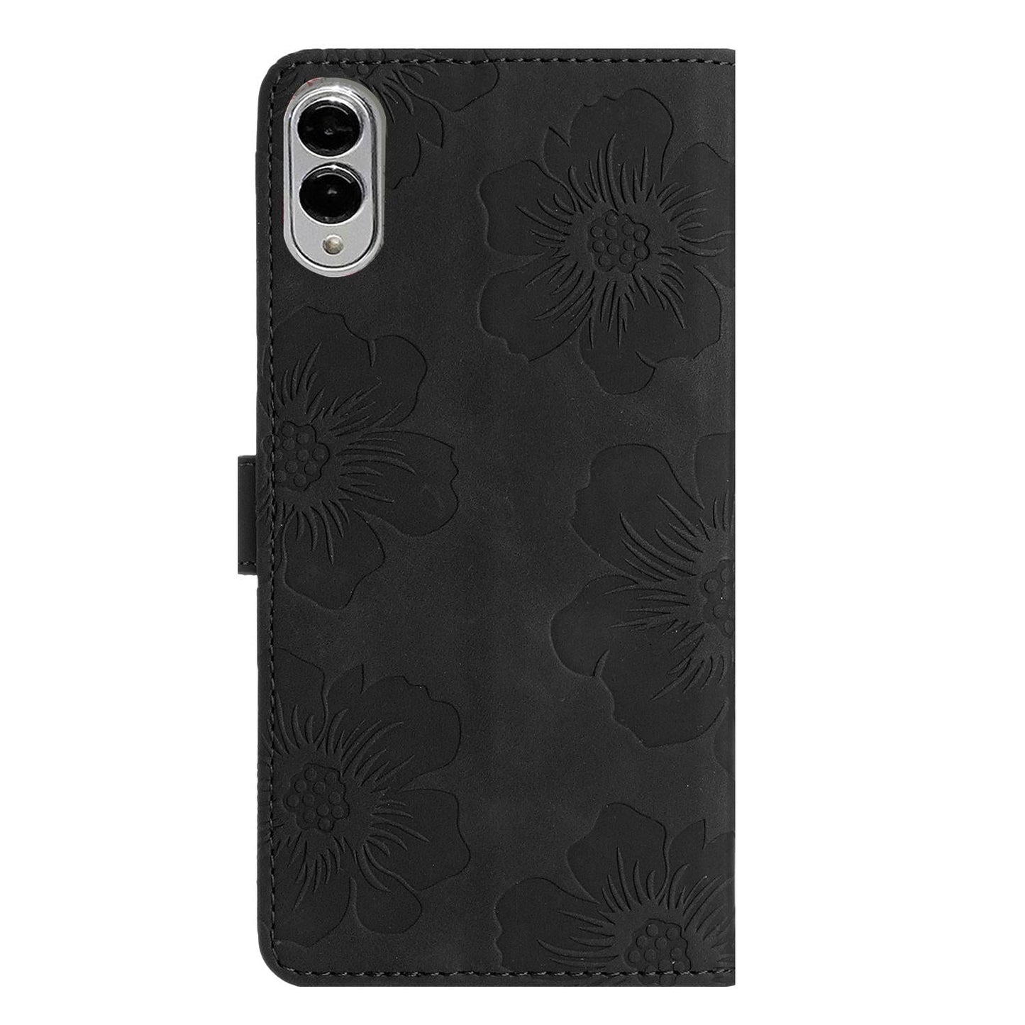 For Samsung Galaxy S25 Edge 5G Flower Embossing Pattern Leather Phone Case(Black)