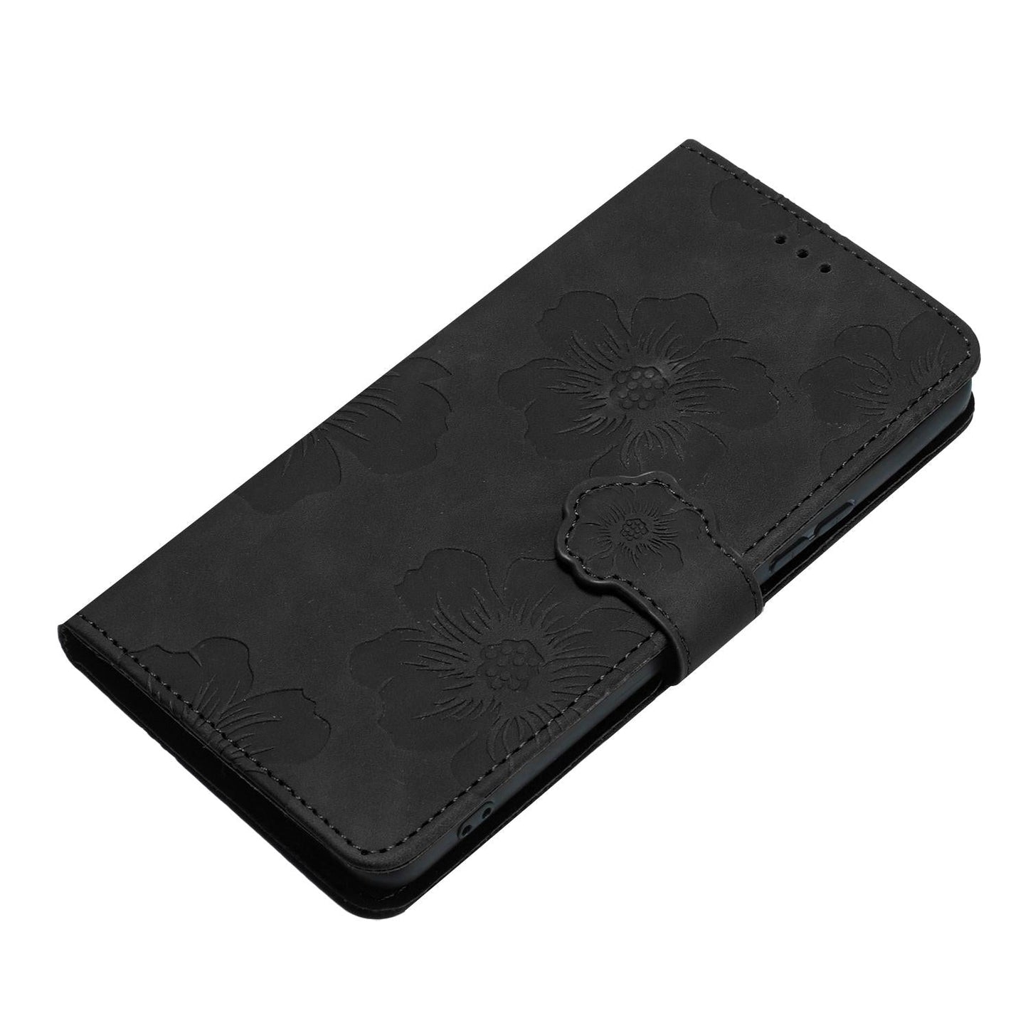 For Samsung Galaxy S25 Edge 5G Flower Embossing Pattern Leather Phone Case(Black)