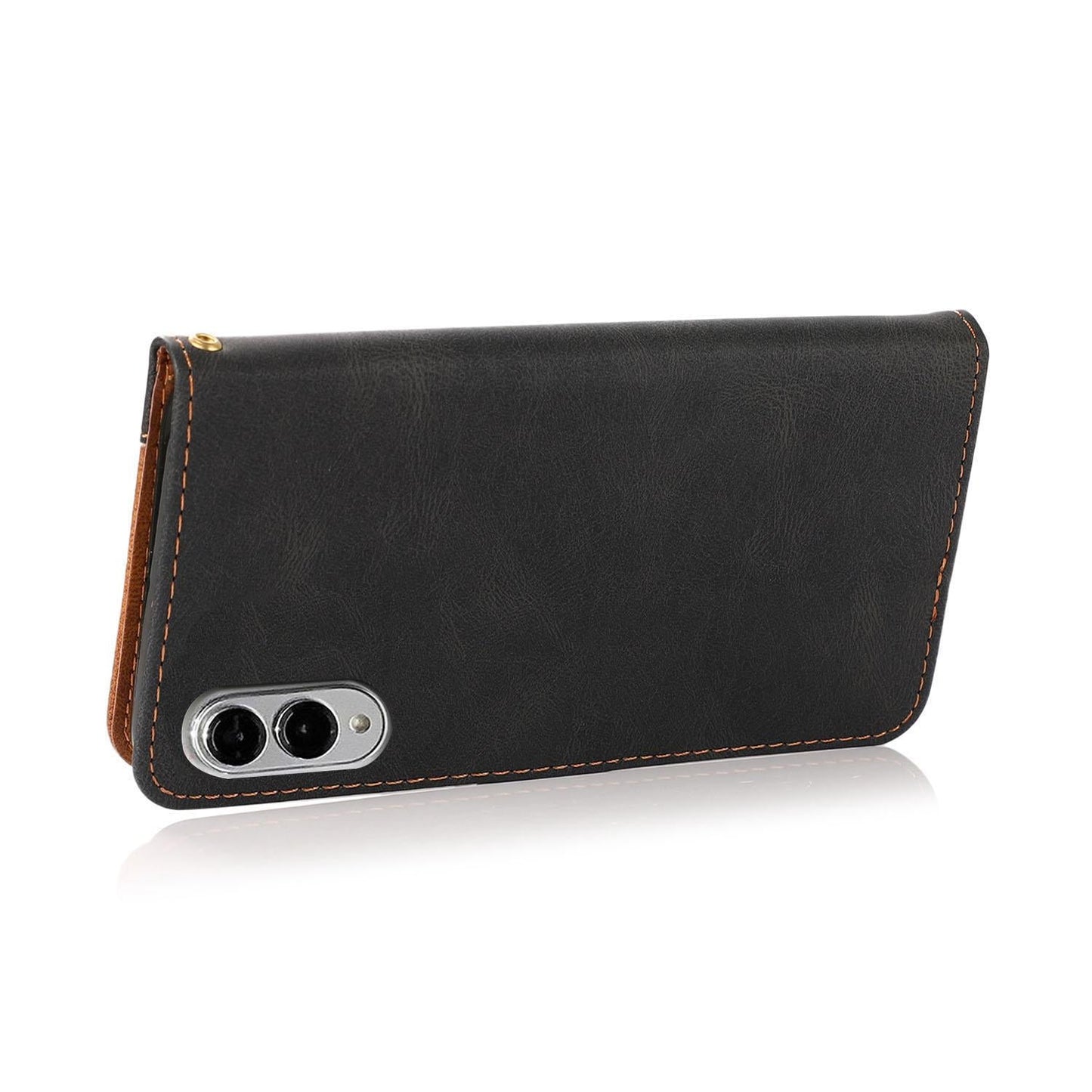 For Samsung Galaxy S25 Edge 5G Dual-color Stitching Leather Phone Case(Black Brown)