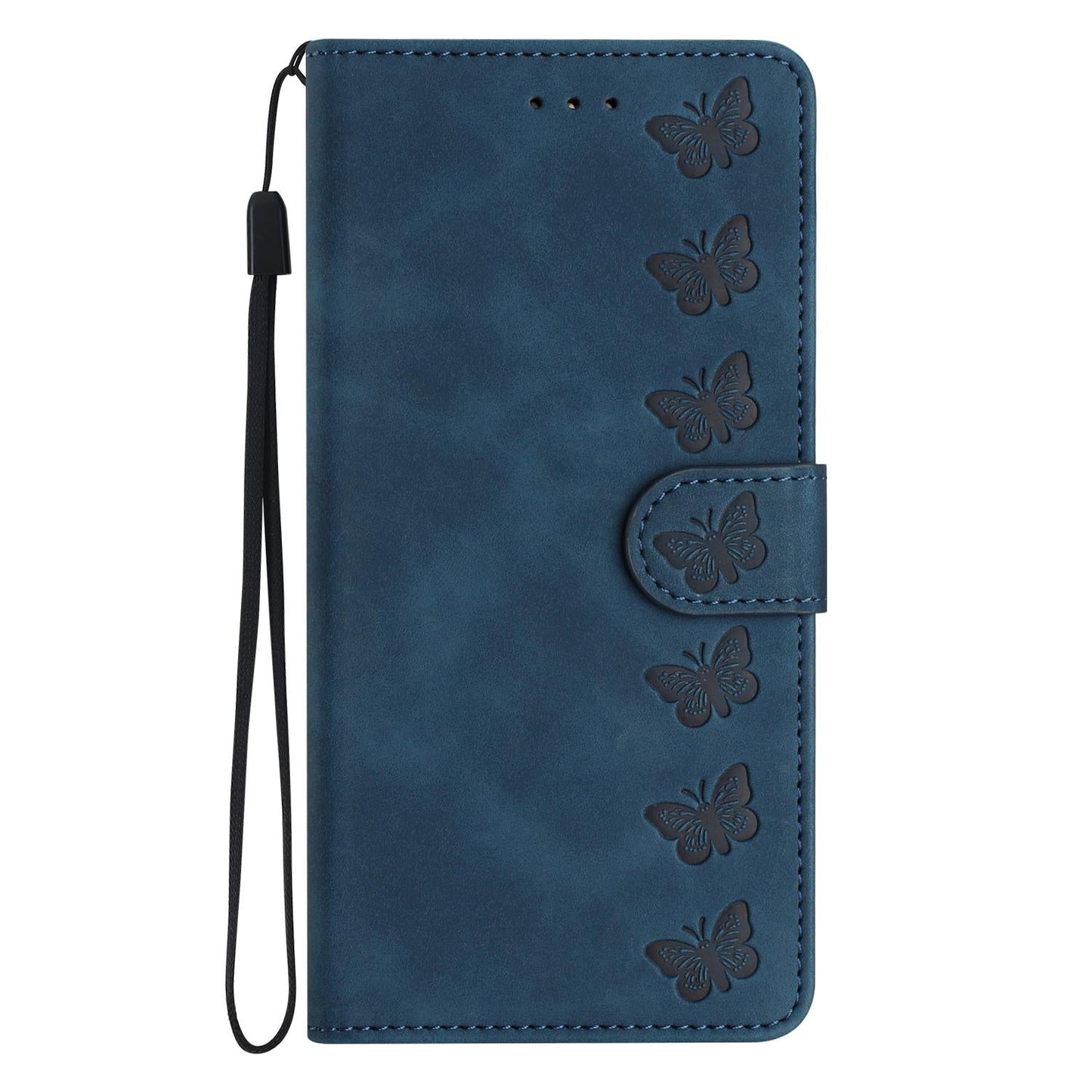 For Samsung Galaxy S25 Edge 5G Seven Butterflies Embossed Leather Phone Case(Blue)