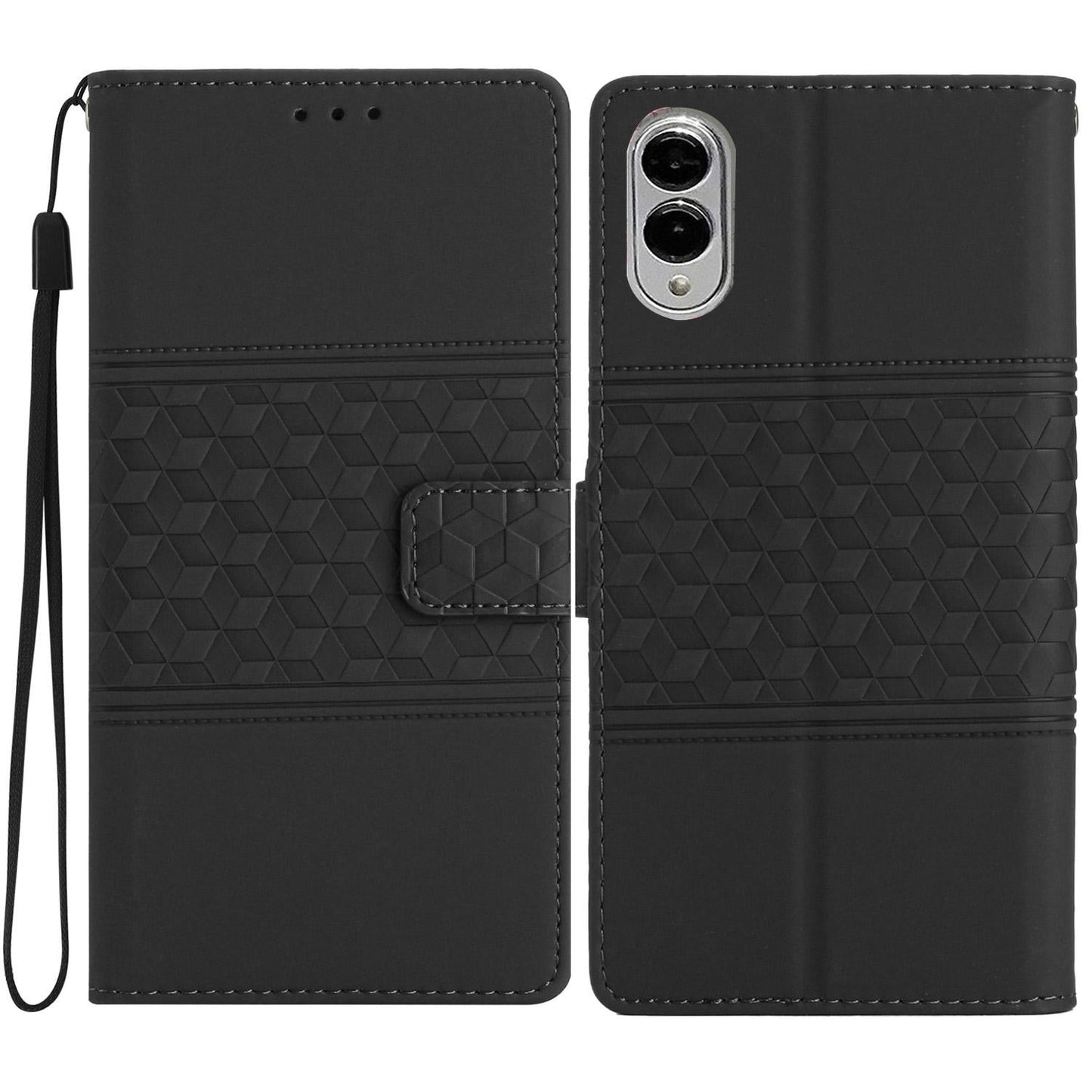 For Samsung Galaxy S25 Edge 5G Diamond Embossed Skin Feel Leather Phone Case(Black)