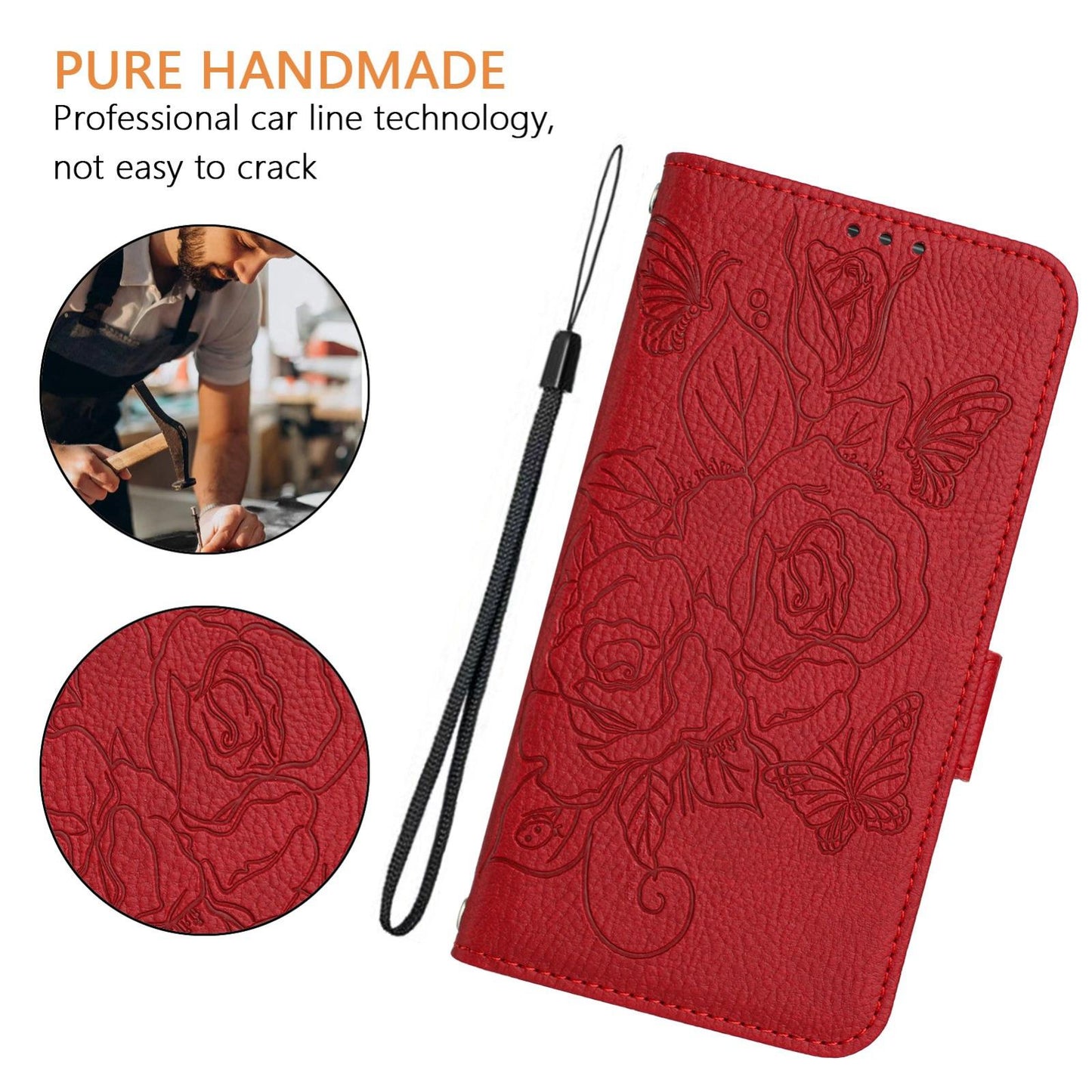 For vivo V50 5G Global Embossed Rose RFID Anti-theft Leather Phone Case(Red)