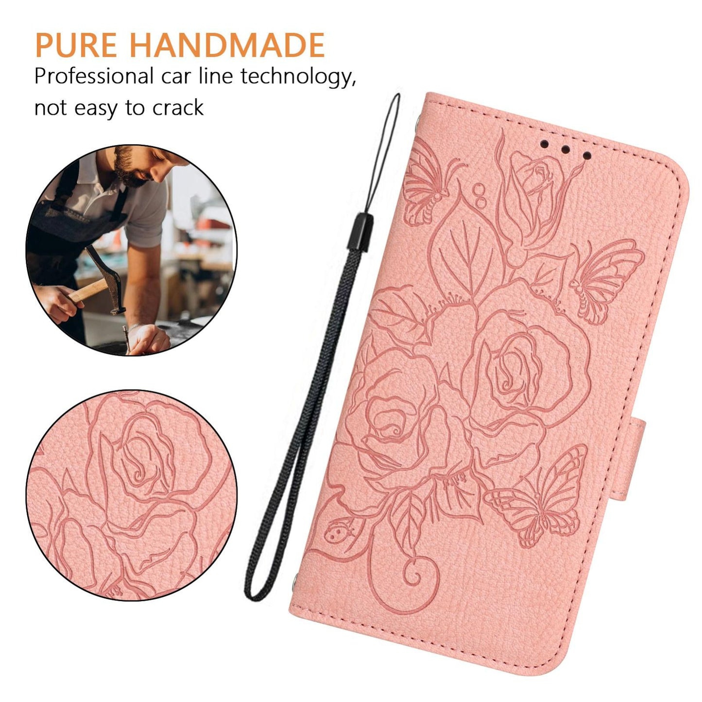 For vivo V50 5G Global Embossed Rose RFID Anti-theft Leather Phone Case(Pink)