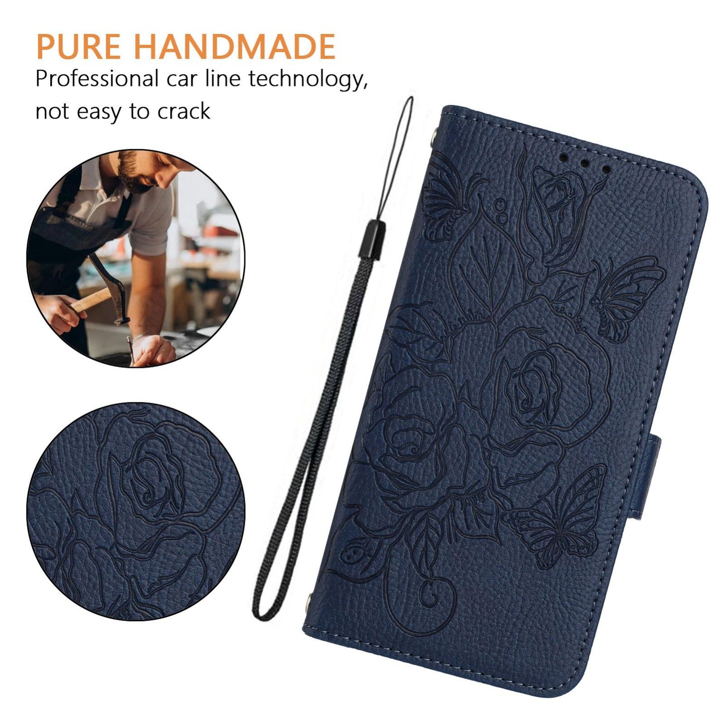 For vivo V50 5G Global Embossed Rose RFID Anti-theft Leather Phone Case(Dark Blue)