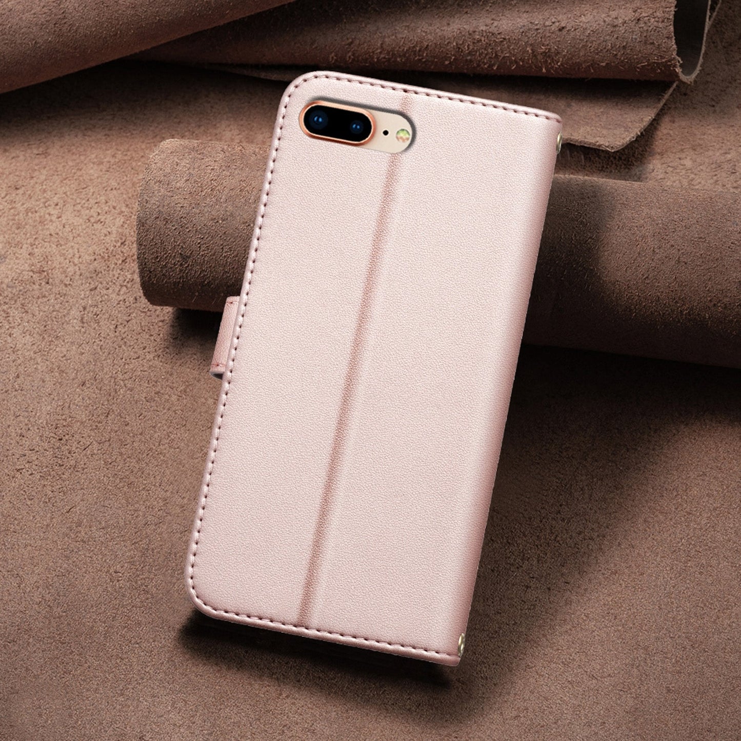 For iPhone 16e Square Texture Leather Phone Case(Rose Gold)