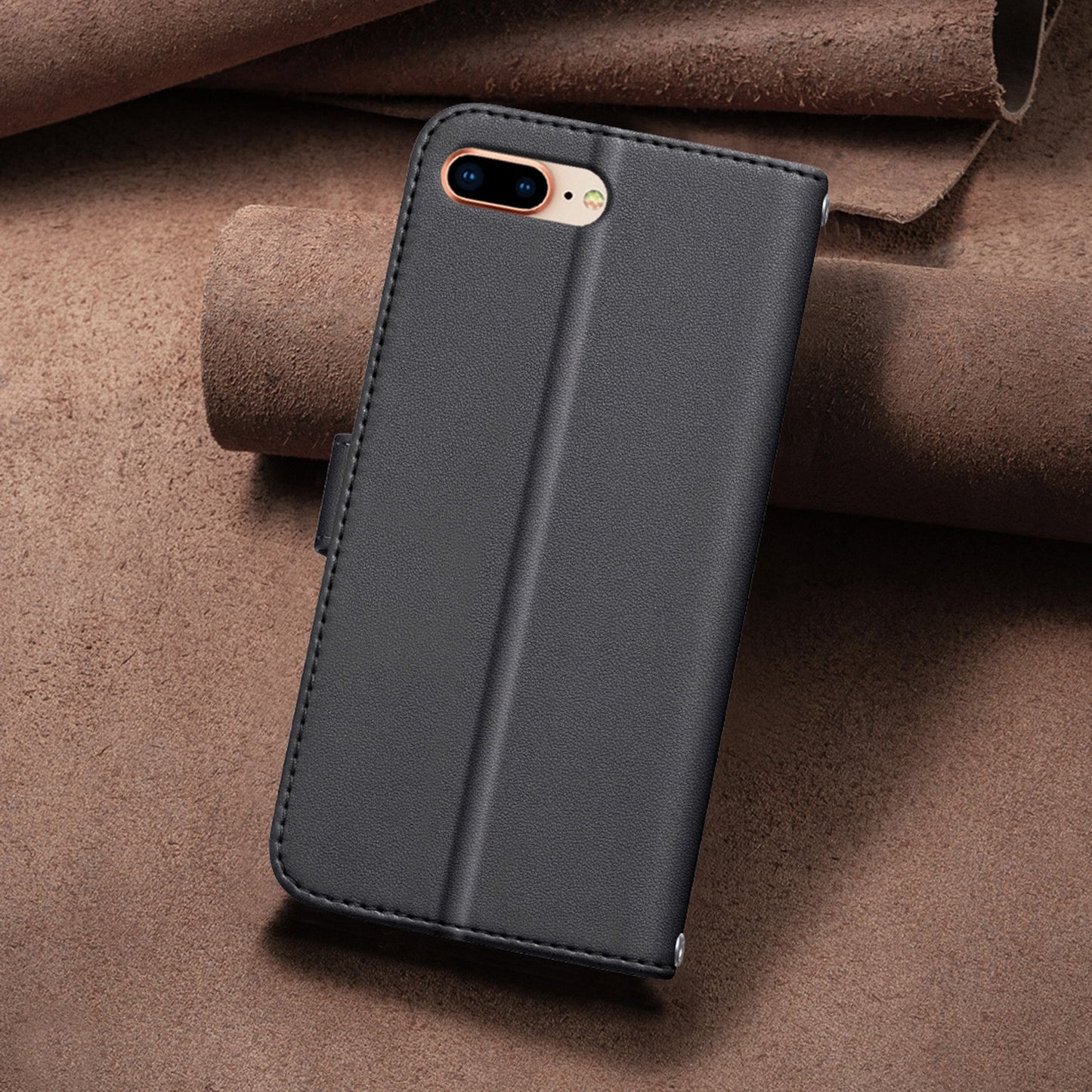 For iPhone 16e Square Texture Leather Phone Case(Black)