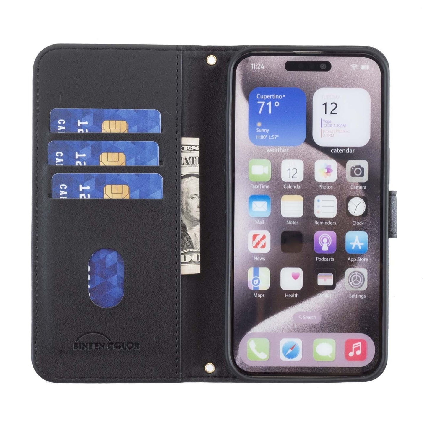 For iPhone 16e Square Texture Leather Phone Case(Black)