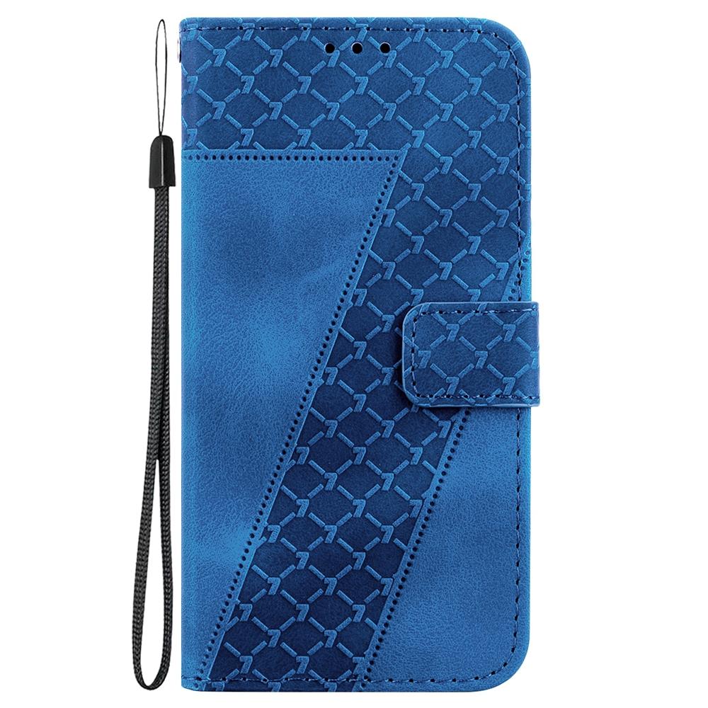 For Samsung Galaxy S25 Edge 5G Seven-shaped Embossed Leather Phone Case(Blue)
