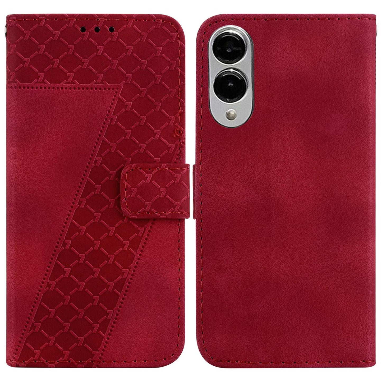 For Samsung Galaxy S25 Edge 5G Seven-shaped Embossed Leather Phone Case(Red)