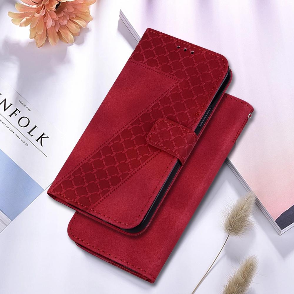 For Samsung Galaxy S25 Edge 5G Seven-shaped Embossed Leather Phone Case(Red)