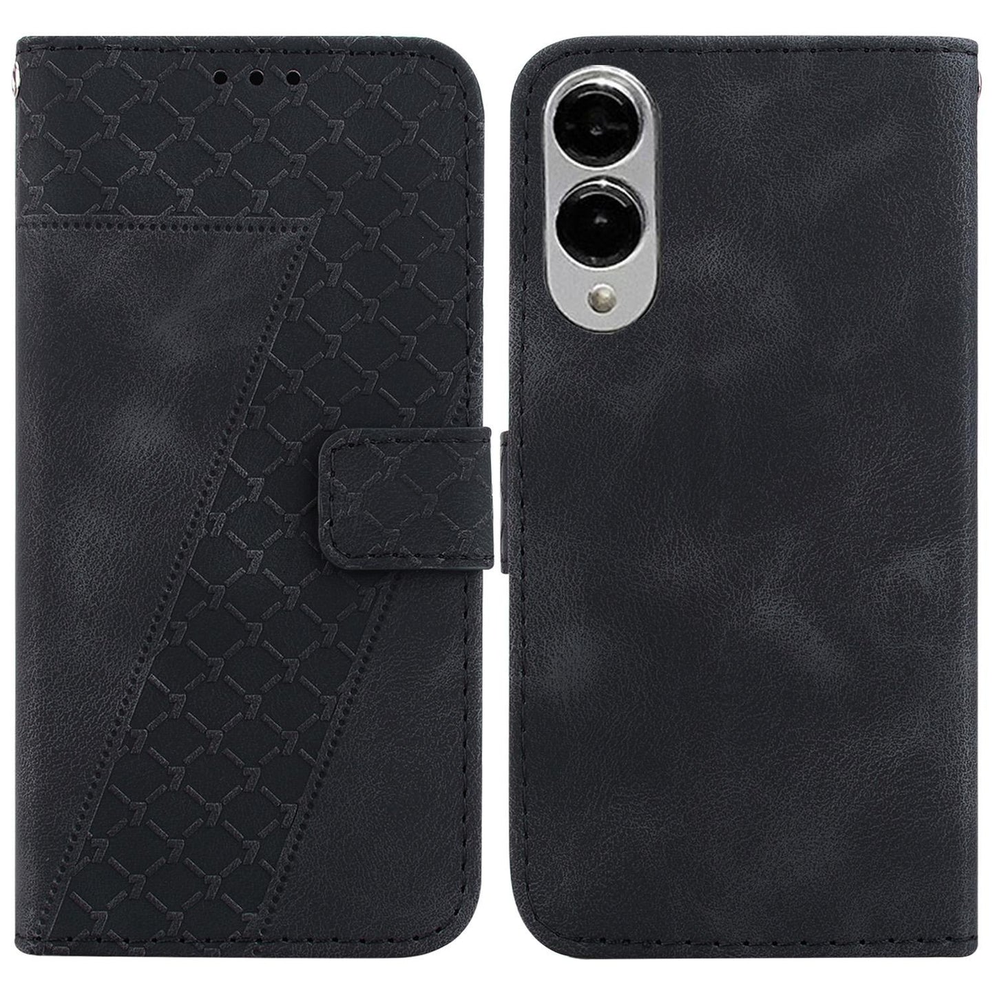For Samsung Galaxy S25 Edge 5G Seven-shaped Embossed Leather Phone Case(Black)