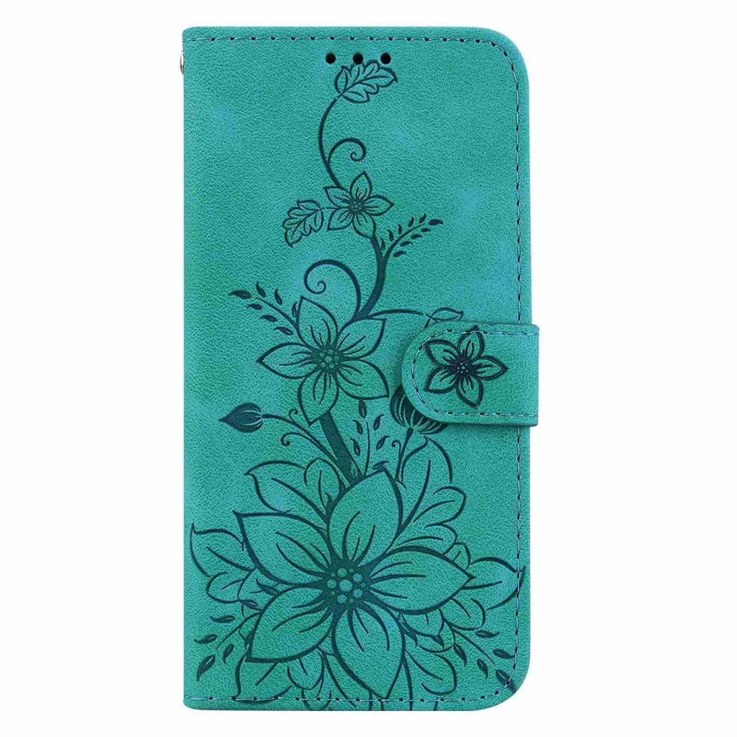 For Samsung Galaxy S25 Edge 5G Lily Embossed Leather Phone Case(Green)