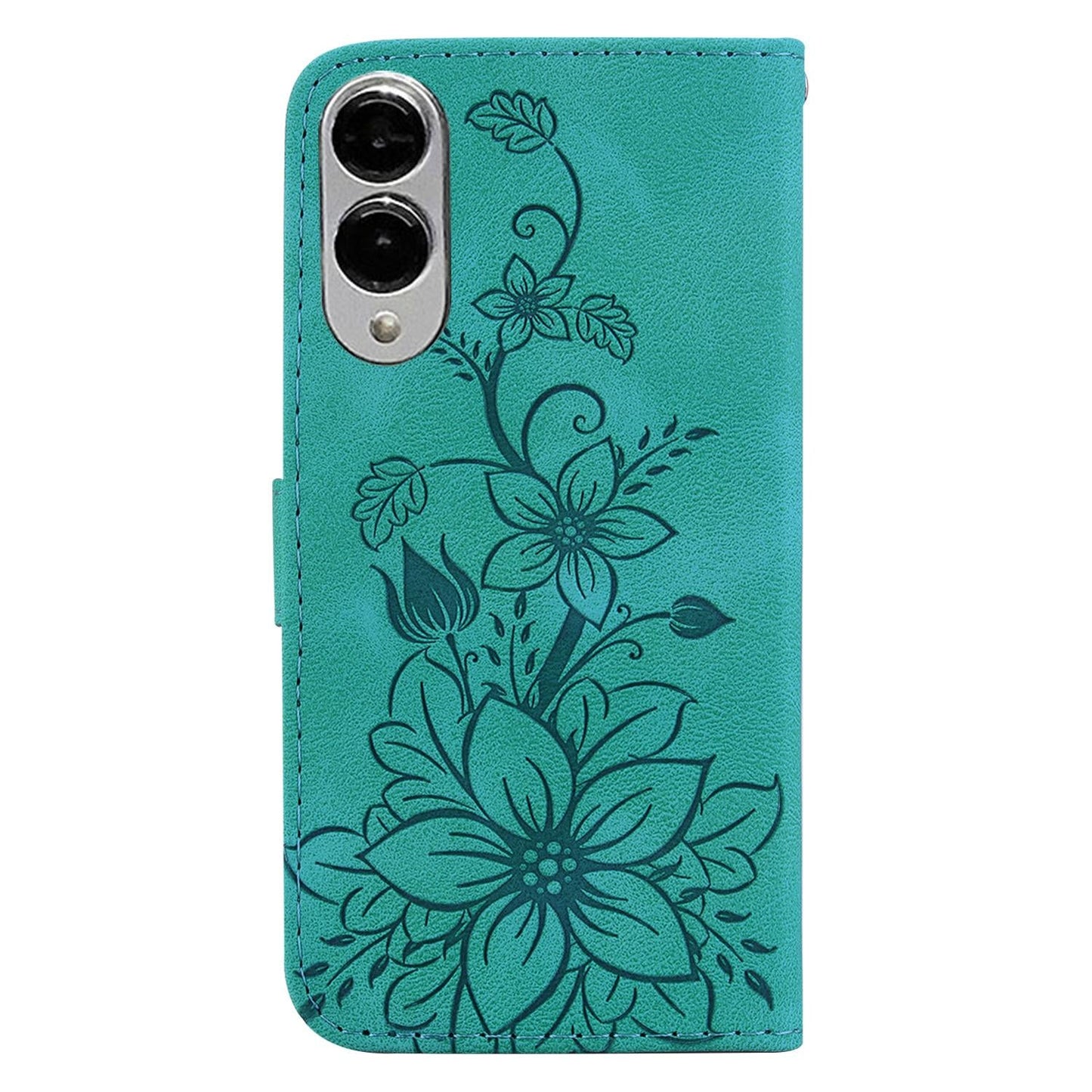 For Samsung Galaxy S25 Edge 5G Lily Embossed Leather Phone Case(Green)