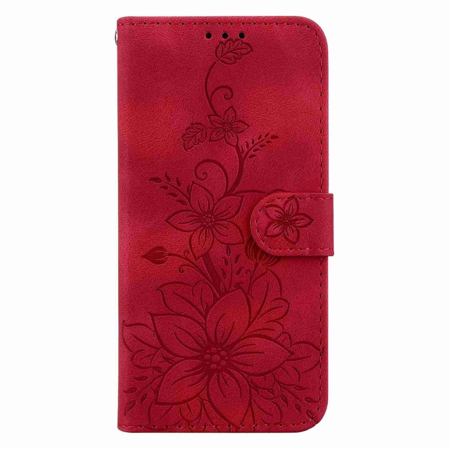 For Samsung Galaxy S25 Edge 5G Lily Embossed Leather Phone Case(Red)
