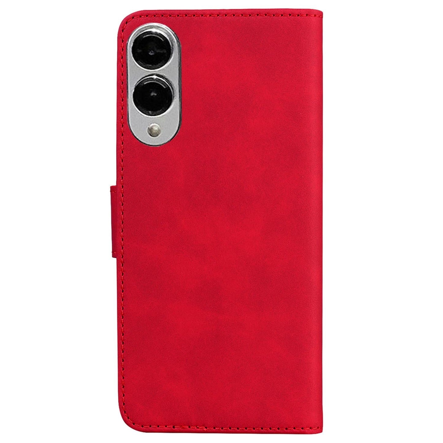 For Samsung Galaxy S25 Edge 5G Skin Feel Pure Color Flip Leather Phone Case(Red)