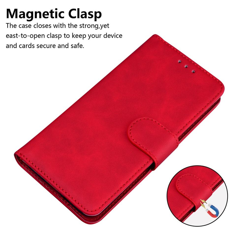 For Samsung Galaxy S25 Edge 5G Skin Feel Pure Color Flip Leather Phone Case(Red)