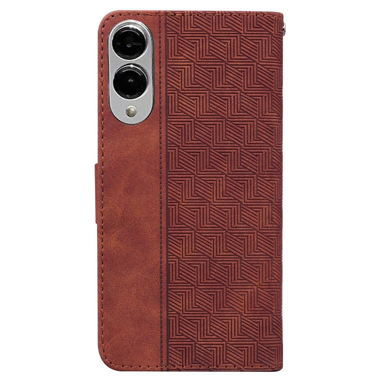 For Samsung Galaxy S25 Edge 5G Geometric Embossed Leather Phone Case(Brown)