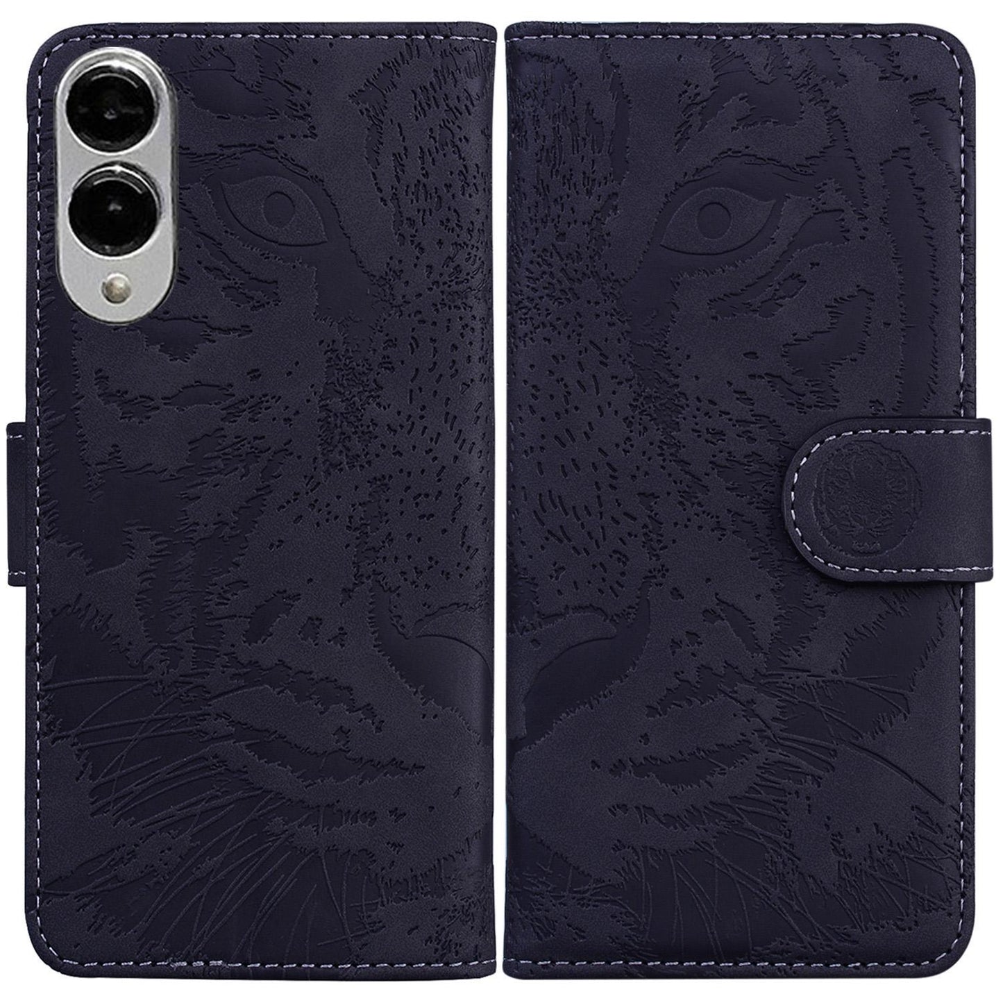 For Samsung Galaxy S25 Edge 5G Tiger Embossing Pattern Flip Leather Phone Case(Black)