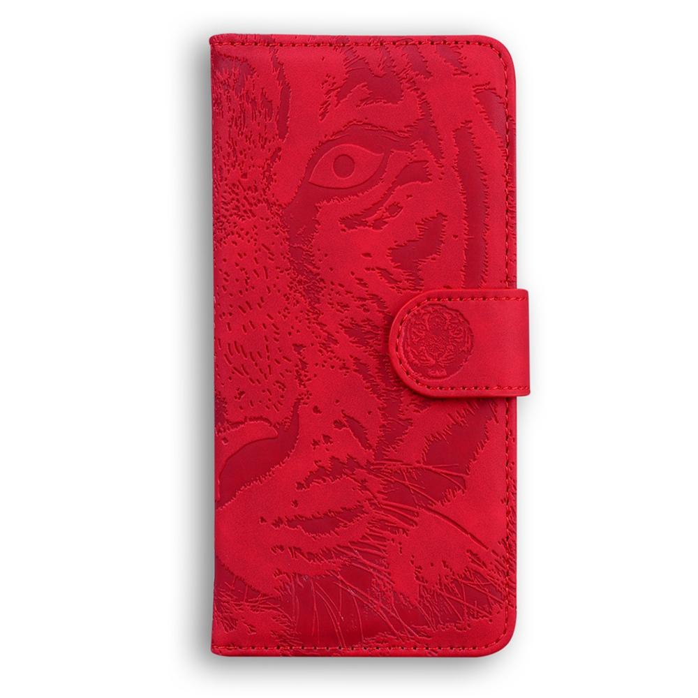 For Samsung Galaxy S25 Edge 5G Tiger Embossing Pattern Flip Leather Phone Case(Red)