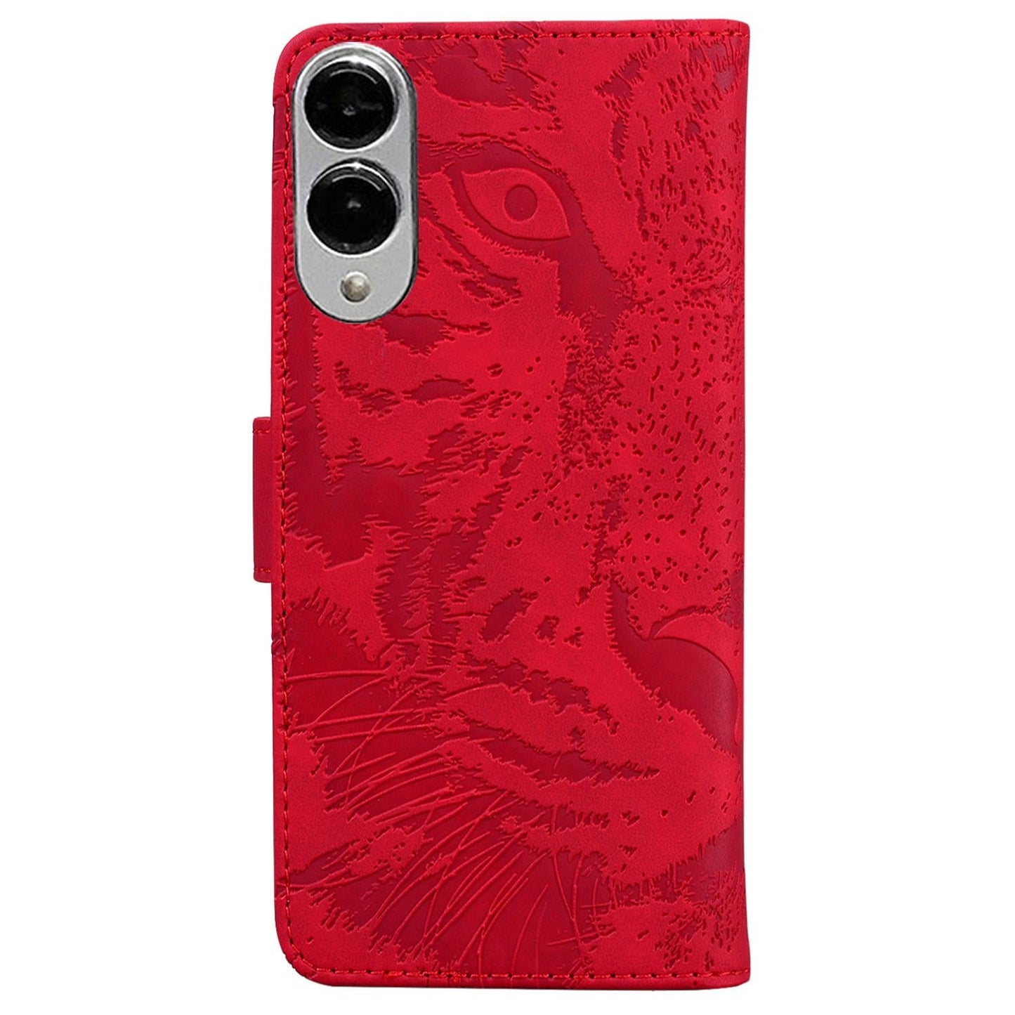 For Samsung Galaxy S25 Edge 5G Tiger Embossing Pattern Flip Leather Phone Case(Red)