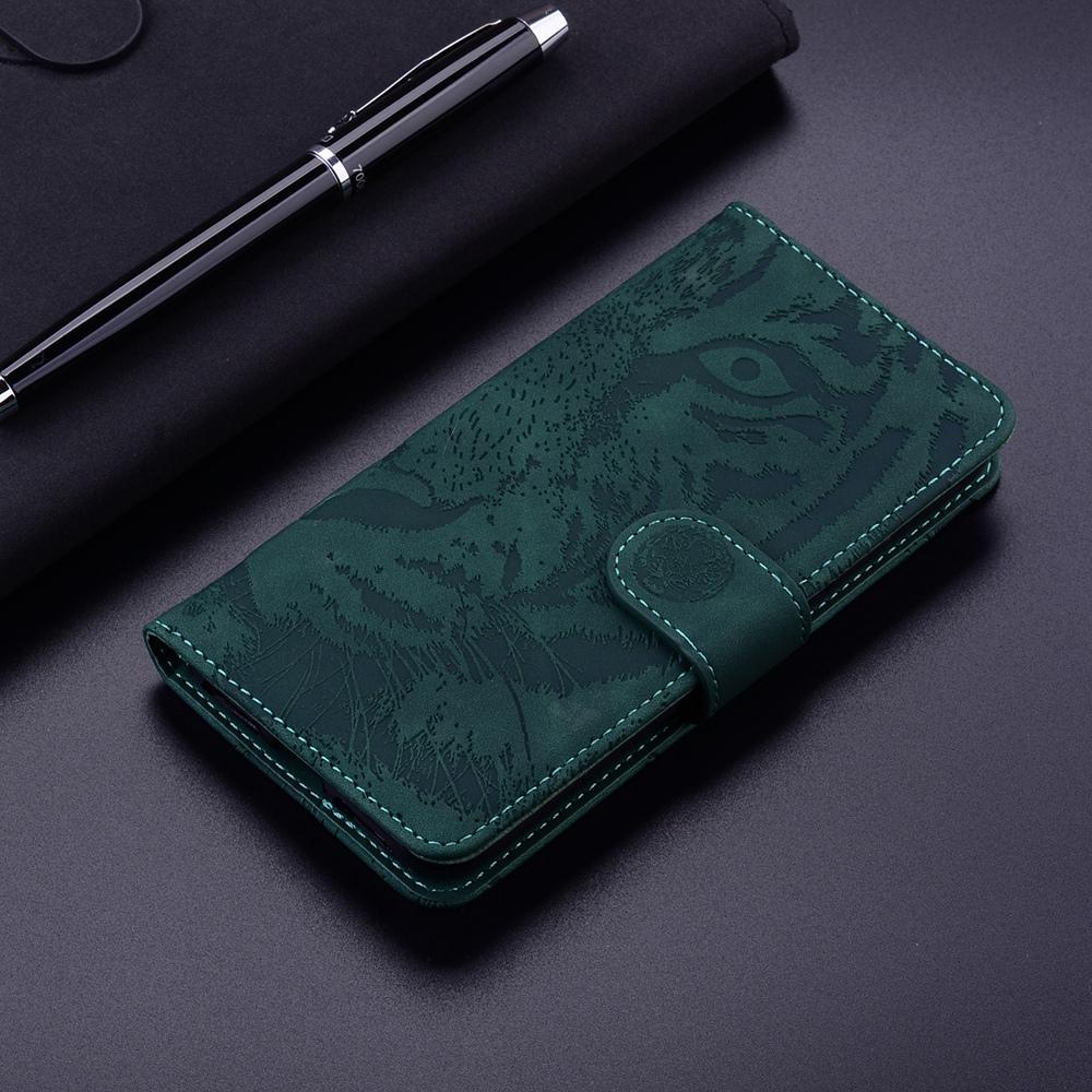 For Samsung Galaxy S25 Edge 5G Tiger Embossing Pattern Flip Leather Phone Case(Green)