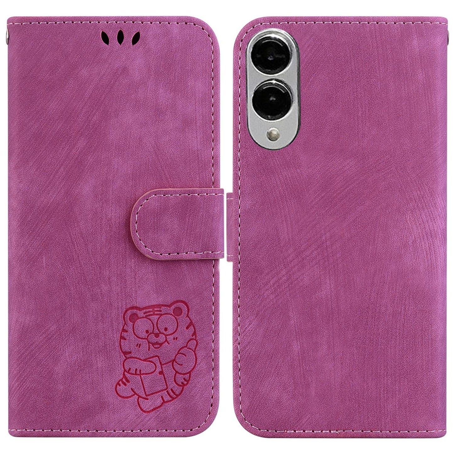For Samsung Galaxy S25 Edge 5G Little Tiger Embossed Leather Phone Case(Rose Red)