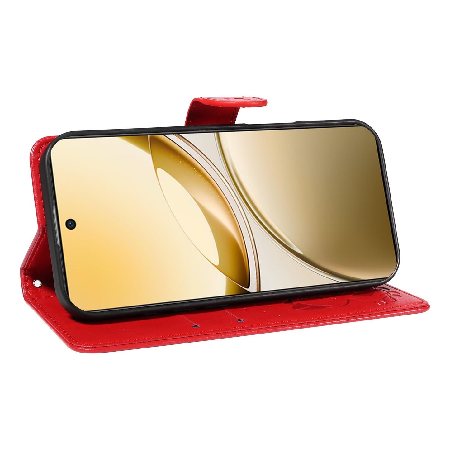 For vivo V50 5G Global Cat and Bee Embossed Flip Leather Phone Case(Red)