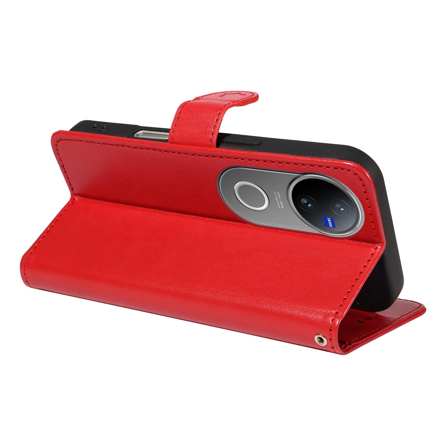 For vivo V50 5G Global Cat and Bee Embossed Flip Leather Phone Case(Red)