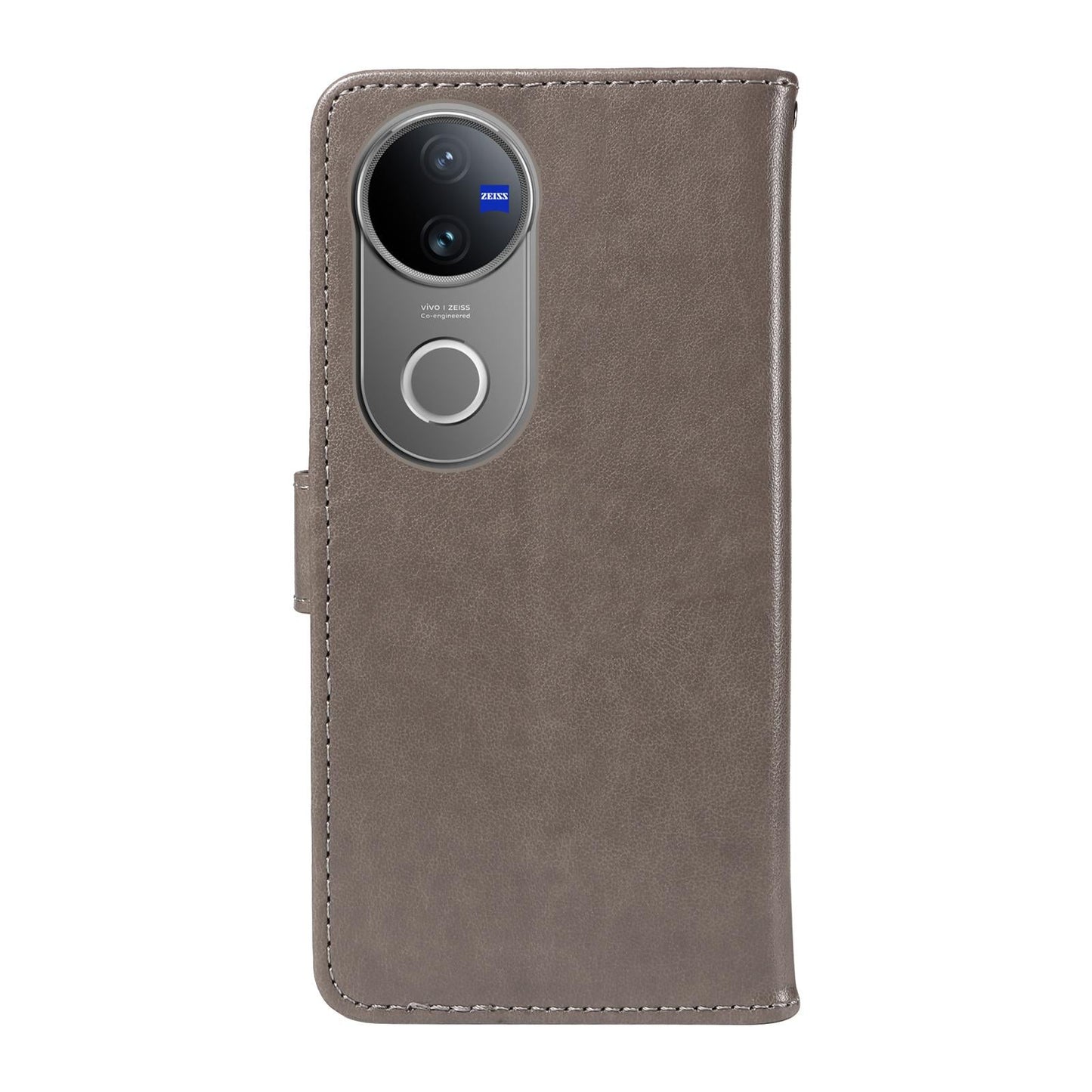 For vivo V50 5G Global Cat and Bee Embossed Flip Leather Phone Case(Grey)