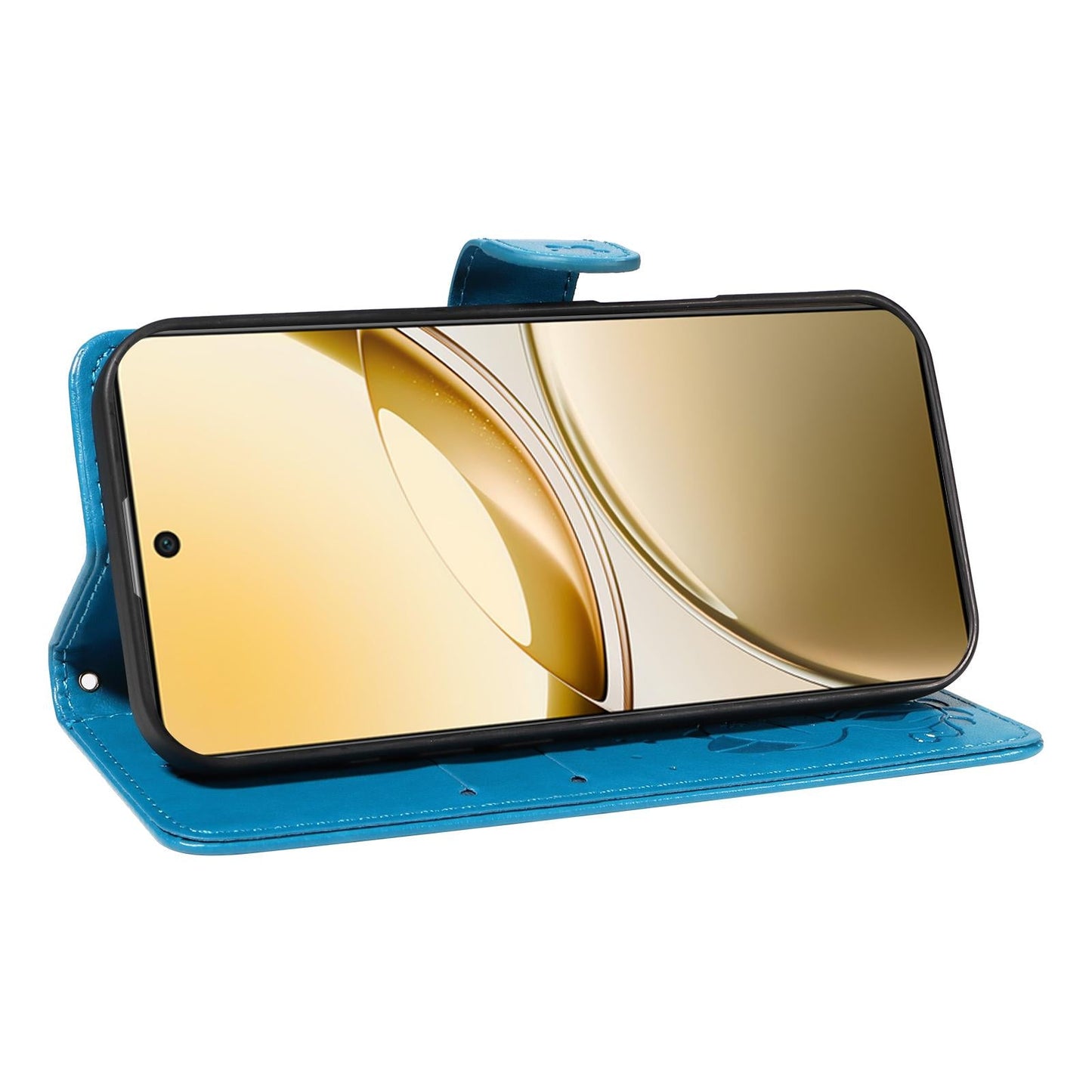 For vivo V50 5G Global Cat and Bee Embossed Flip Leather Phone Case(Blue)