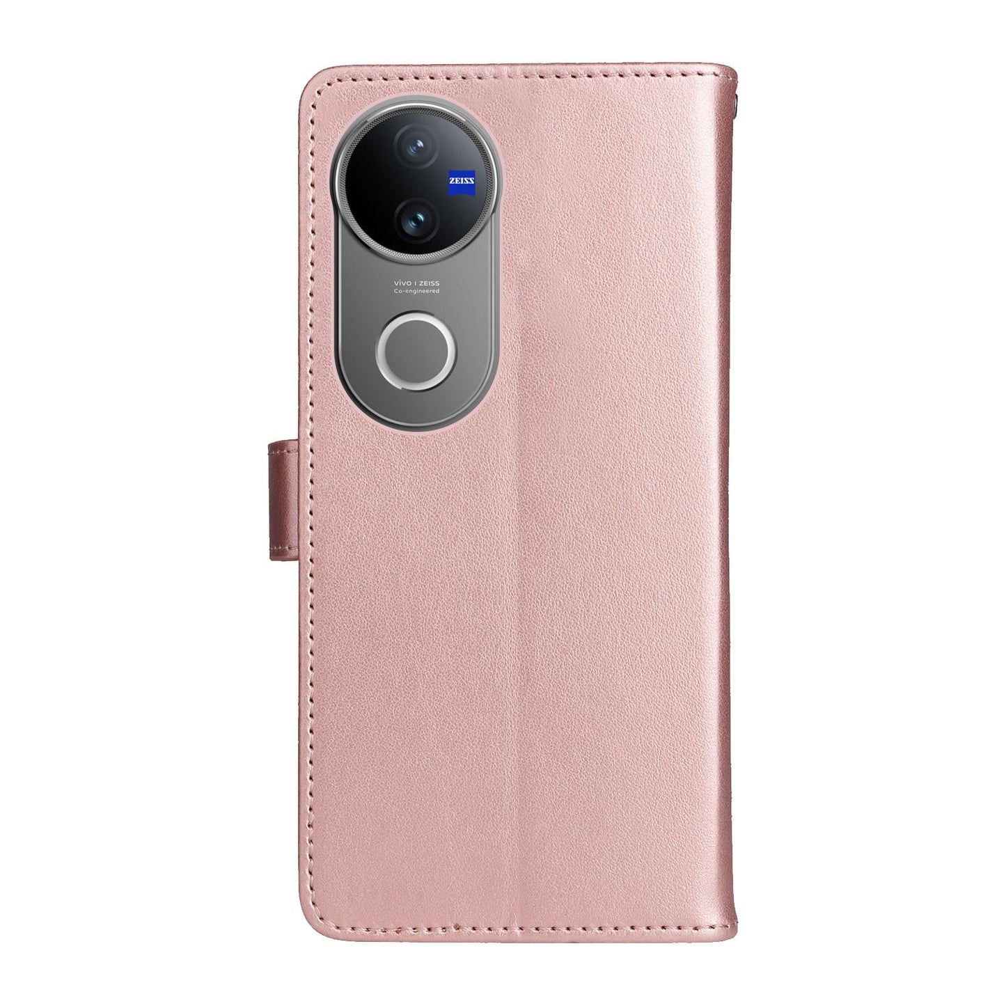 For vivo V50 5G Global Cat and Bee Embossed Flip Leather Phone Case(Rose Gold)
