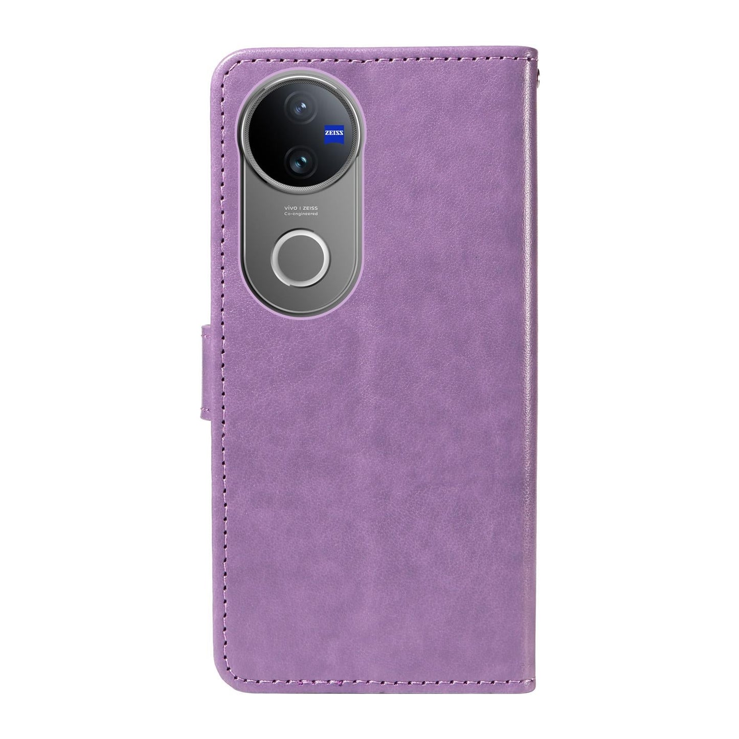 For vivo V50 5G Global Cat and Bee Embossed Flip Leather Phone Case(Purple)