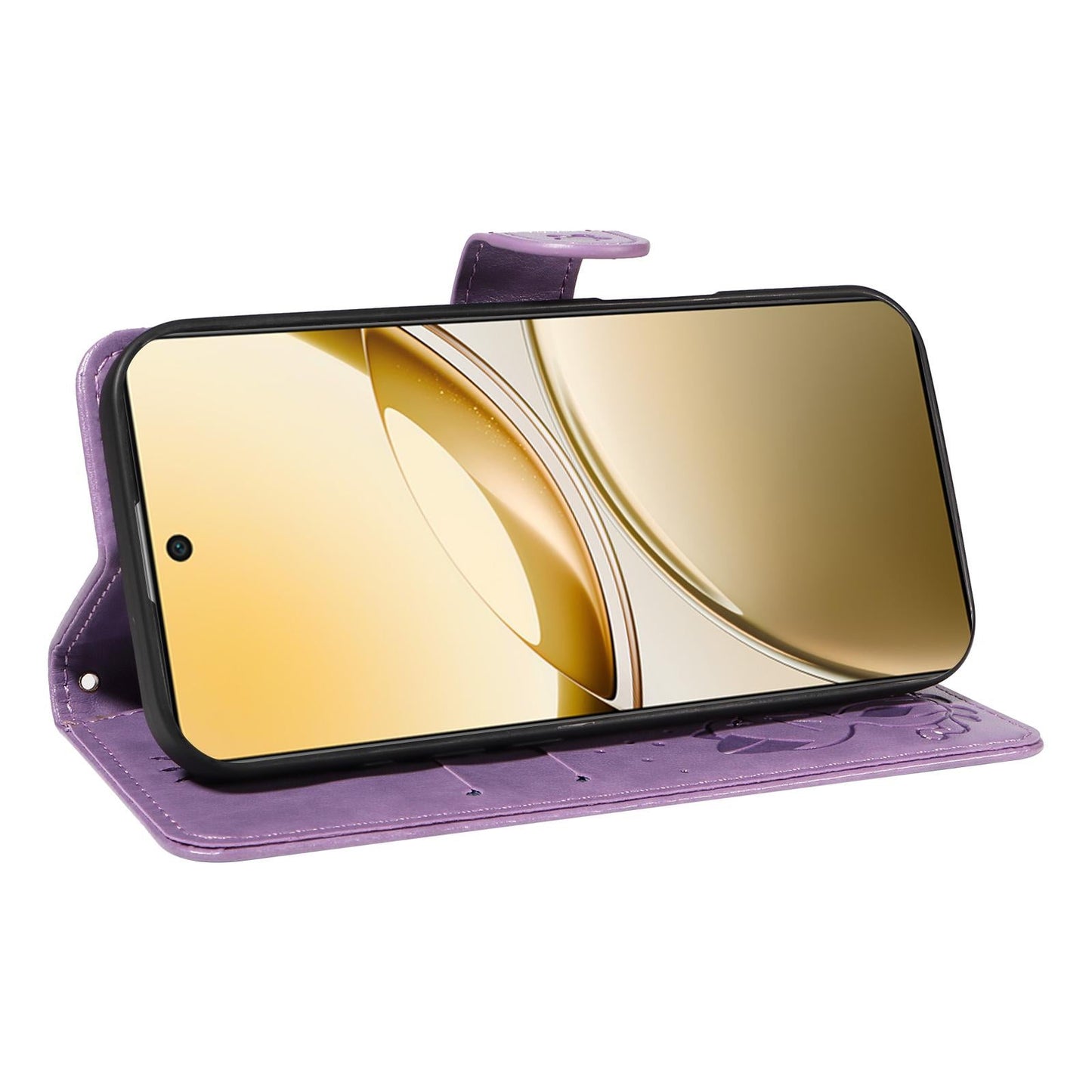 For vivo V50 5G Global Cat and Bee Embossed Flip Leather Phone Case(Purple)