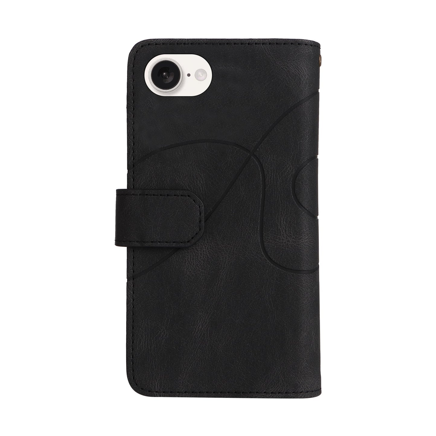 For iPhone 16e Dual-color 9 Card Slots Zipper Wallet Leather Phone Case(Black)