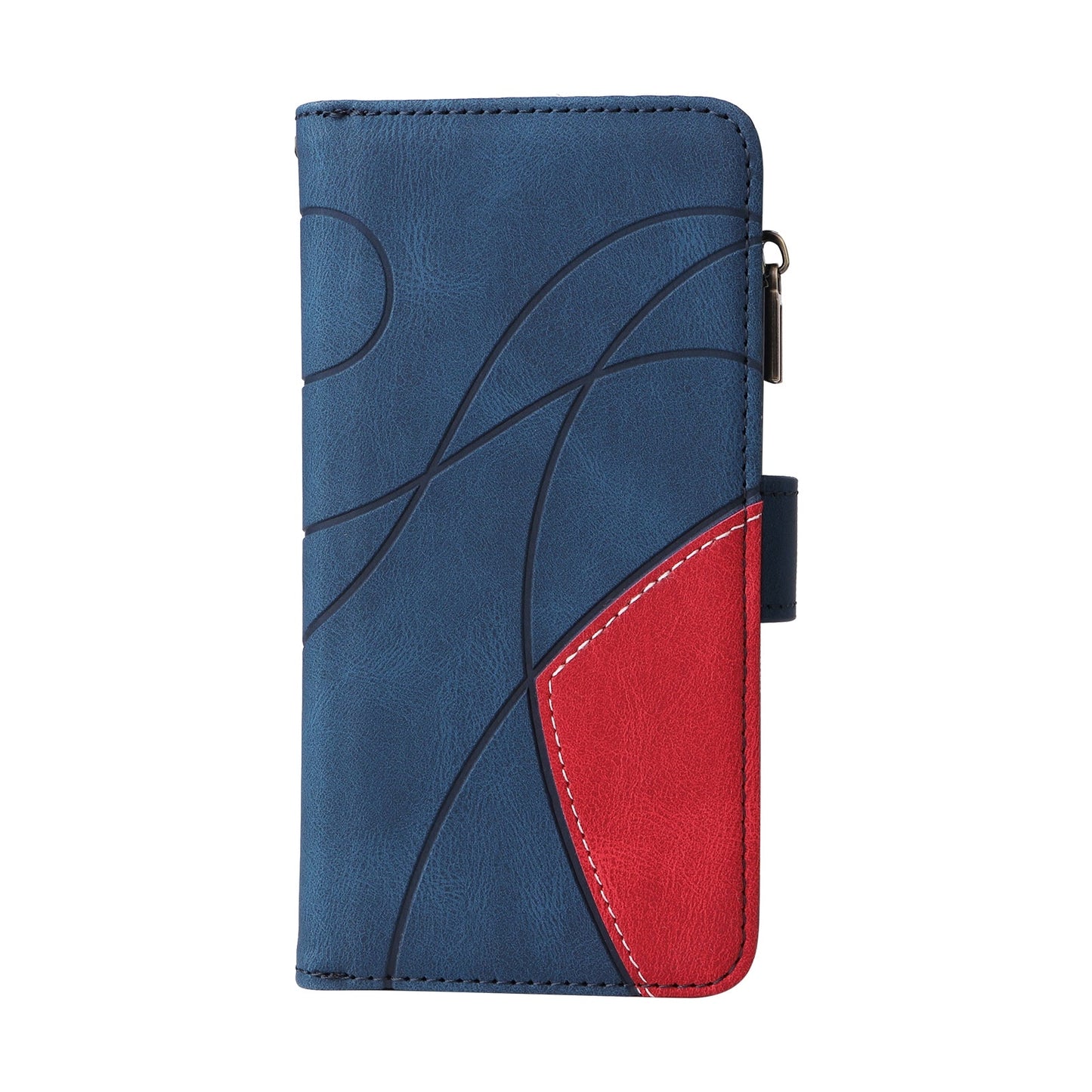 For iPhone 16e Dual-color 9 Card Slots Zipper Wallet Leather Phone Case(Blue)