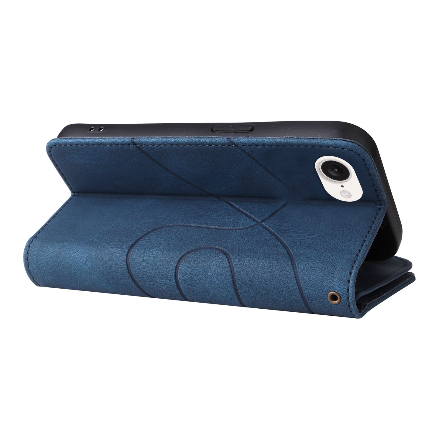 For iPhone 16e Dual-color 9 Card Slots Zipper Wallet Leather Phone Case(Blue)