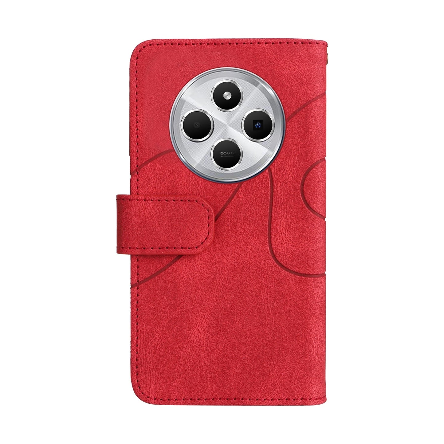 For Redmi 14C 4G Global Dual-color 9 Card Slots Zipper Wallet Leather Phone Case(Red)