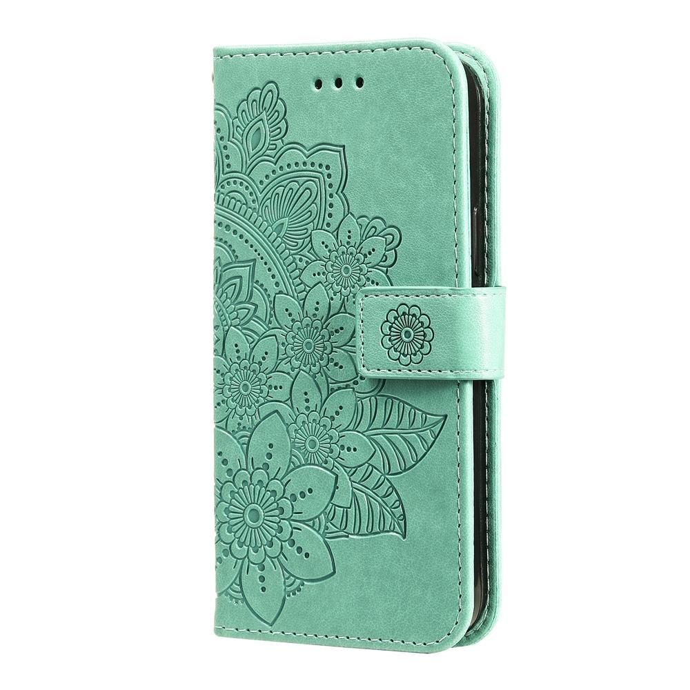 For Samsung Galaxy S25 Edge 5G Seven-petal Flowers Embossing Leather Phone Case(Green)