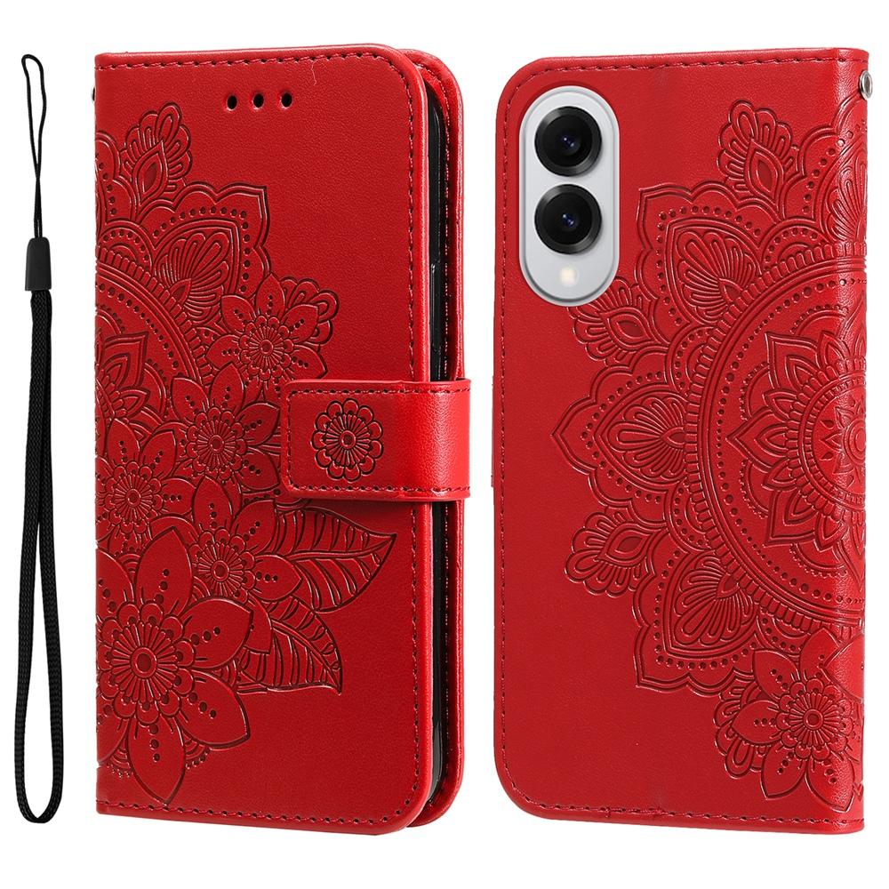 For Samsung Galaxy S25 Edge 5G Seven-petal Flowers Embossing Leather Phone Case(Red)