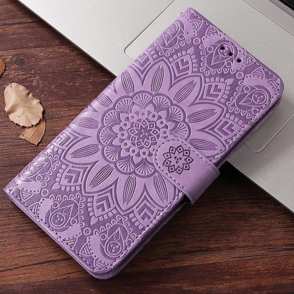 For Samsung Galaxy S25 Edge 5G Embossed Sunflower Leather Phone Case(Purple)