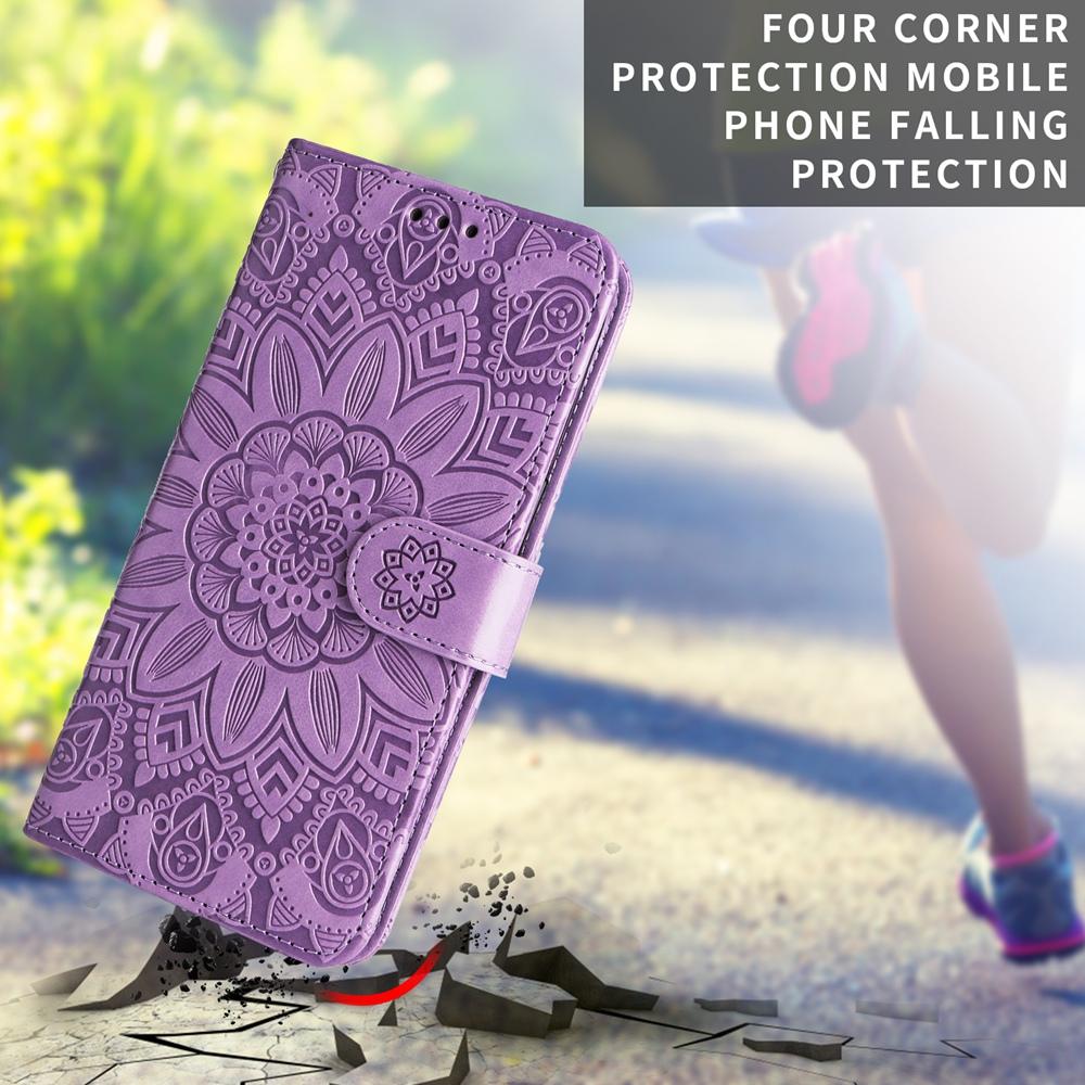 For Samsung Galaxy S25 Edge 5G Embossed Sunflower Leather Phone Case(Purple)