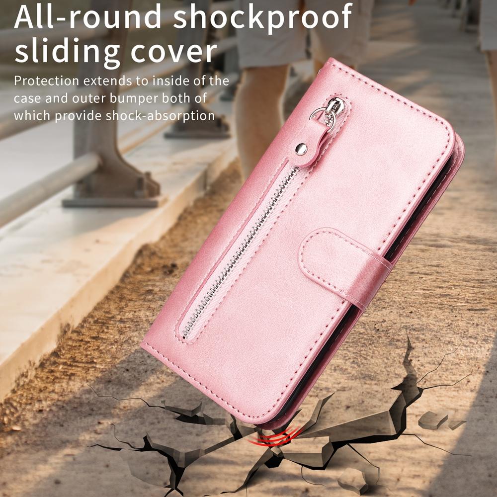 For Samsung Galaxy S25 Edge 5G Fashion Calf Texture Zipper Leather Phone Case(Rose Gold)