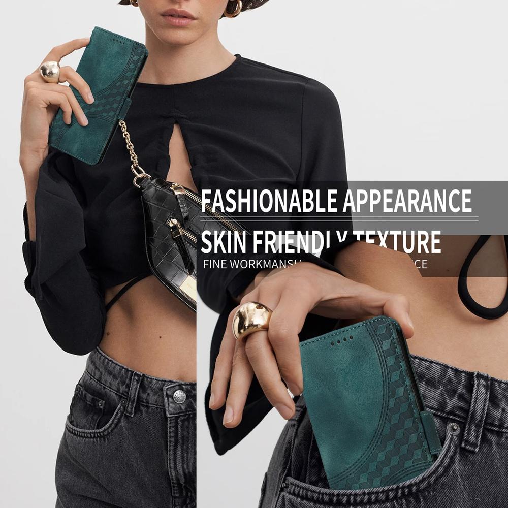 For Samsung Galaxy S25 Edge 5G Embossed Rhombus Starry Leather Phone Case(Green)
