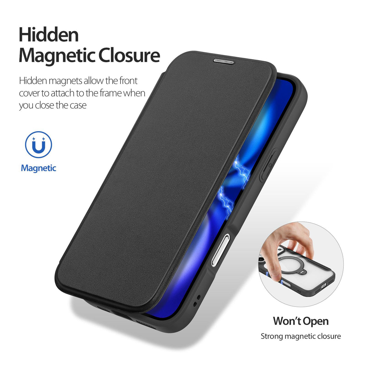Compatible with iPhone 18 Pro Max & 17 Pro Max DUX DUCIS Skin X Pro Series MagSafe Ring Holder Leather Phone Case - Black