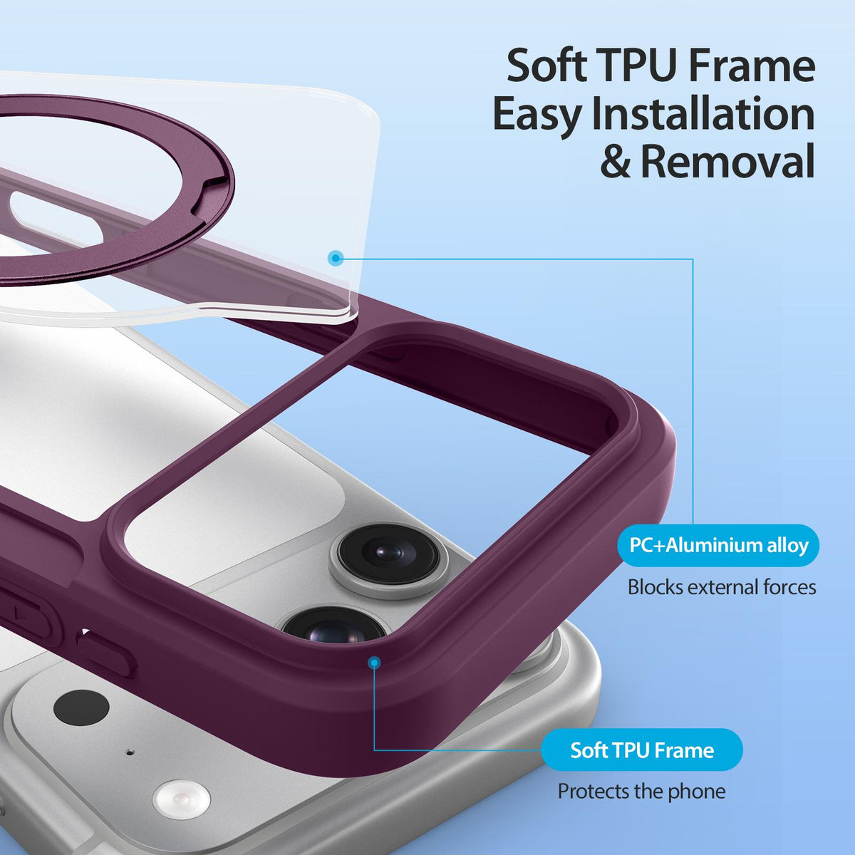 Compatible with iPhone 18 Pro Max & 17 Pro Max DUX DUCIS Skin X Pro Series MagSafe Ring Holder Leather Phone Case - Cherry Red